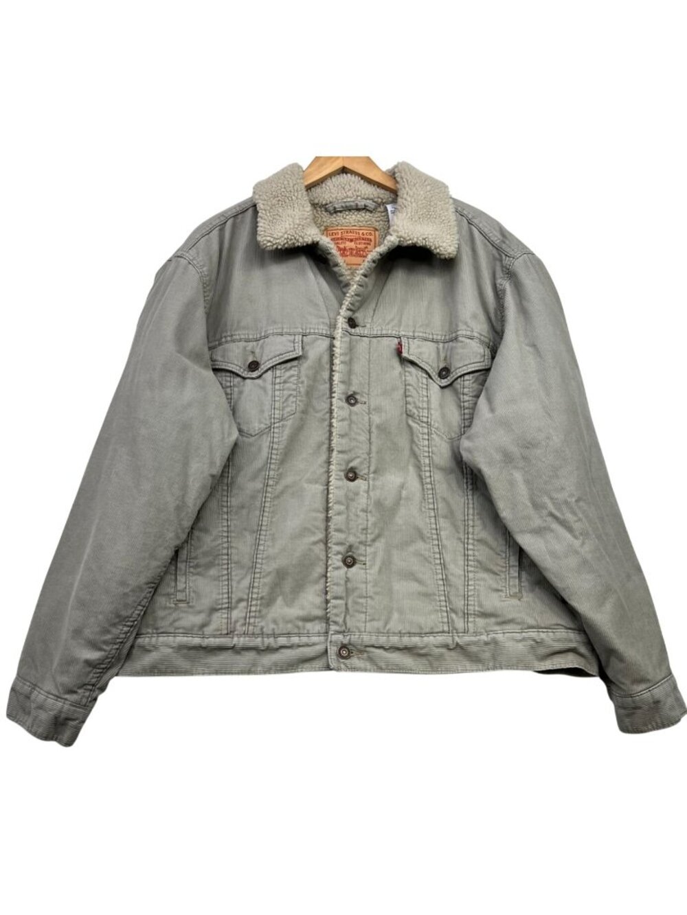 Levi's Men's Corduroy Sherpa-Lined Trucker Jacket Long Sleeve Size XL Light Gray